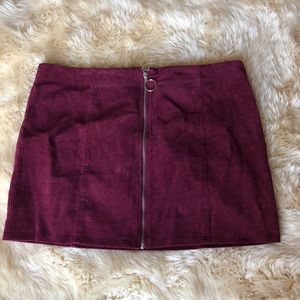 Zipper Corduroy Mini Skirt